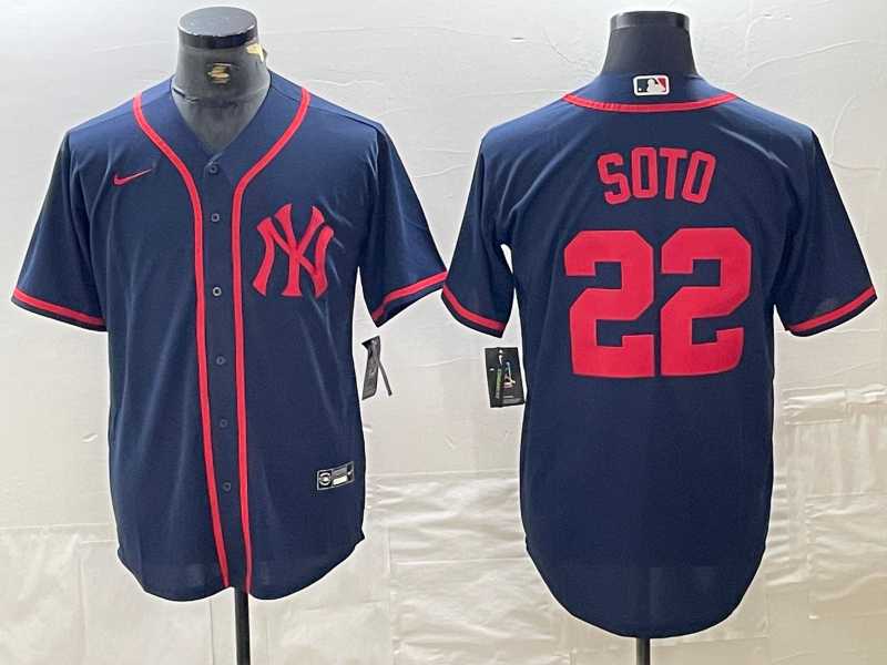 Men's New York Yankees #22 Juan Soto Navy Red Fashion Cool Base Jersey,We sell and wholesale Men's New York Yankees #22 Juan Soto Navy Red Fashion Cool Base Jersey on line form chian!